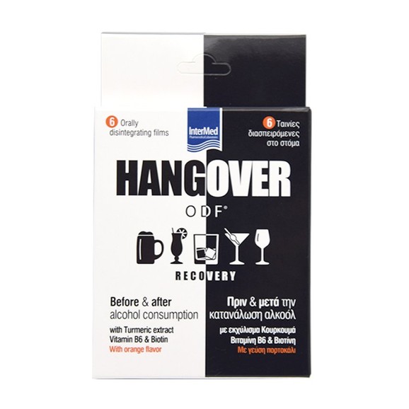 Intermed Hangover ODF Recovery Συμπλήρωμα Διατροφής για τη Μείωση της Κόπωσης Πριν & Μετά την Κατανάλωση Αλκοόλ 6 Disp.Films