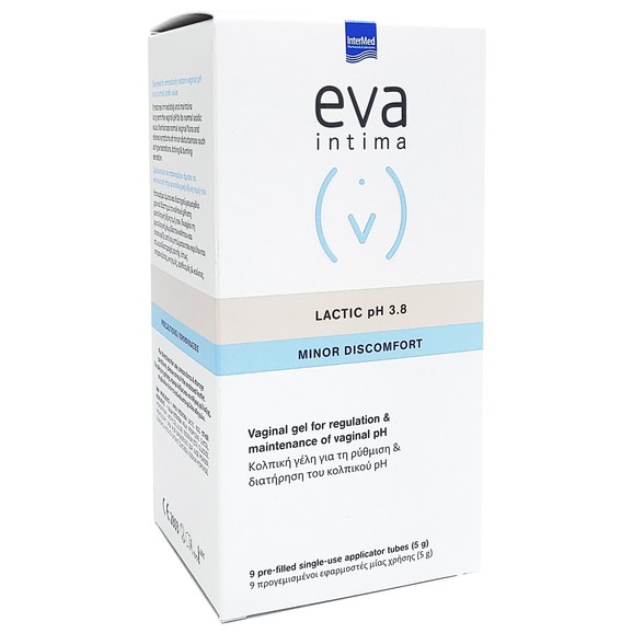 Eva Intima Lactic pH 3.8 Minor Discomfort Vaginal Gel Κολπική Γέλη για τη Ρύθμιση & Διατήρηση του Κολπικού pH 9 Appl.Tubes x 5gr