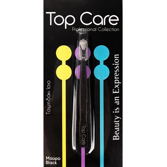 Top Care Tweezers Straight Tip 1 Τεμάχιο - Μαύρο