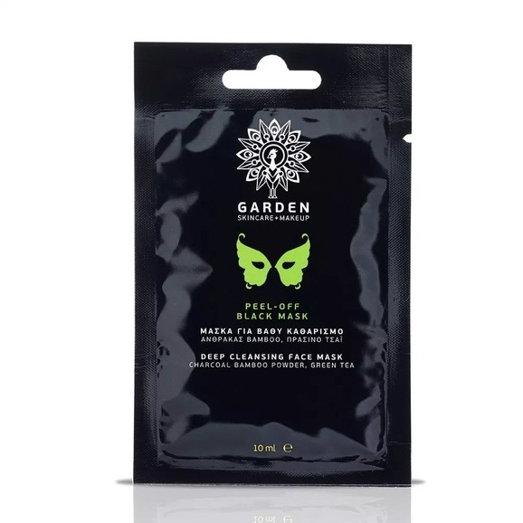 Garden Peel-Off Black Mask Μάσκα Βαθύ Καθαρισμού Προσώπου με Άνθρακα,Bamboo & Πράσινο Τσάι 10ml
