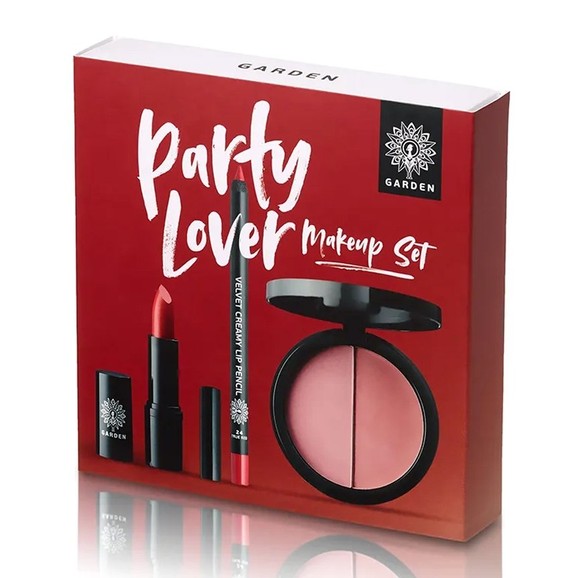 Garden Party Lover Makeup Set Intense Color Lipstick Matte 4.5gr, Velvet Creamy Lip Pencil 1.4gr & Duo Blush Palette 9gr