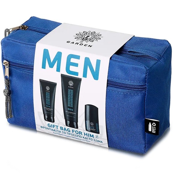 Garden Men Gift Bag For Him 2 After Shave Balm Aloe Vera Face 100ml, 3 in 1 Cleansing Gel 200ml & Anti-Perspirant Deodorant 50ml