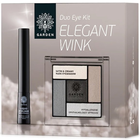 Garden Promo Satin & Creamy Eyeshadow 6g & Liquid Eyeliner Waterproof with Vitamin E Black 01, 4ml - Elegant Wink