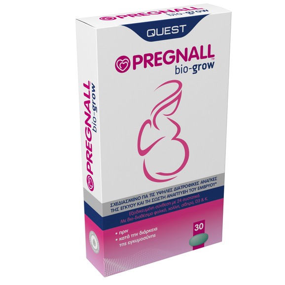 Quest Pregnall Bio-Grow Συμπλήρωμα Διατροφής Πριν & Κατά την Διάρκεια της Εγκυμοσύνης 30tabs