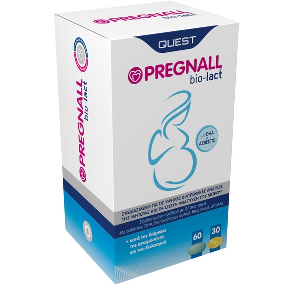 Quest Pregnall Bio-Lact Συμπλήρωμα Διατροφής Κατά την Διάρκεια της Εγκυμοσύνης & του Θηλασμού 60tabs & 30caps
