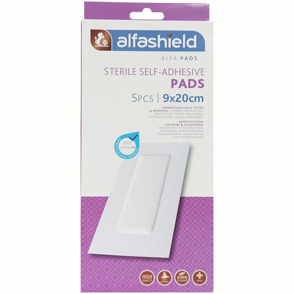AlfaShield Sterile Self-Adhesive Pads 5 Τεμάχια - 9x20cm