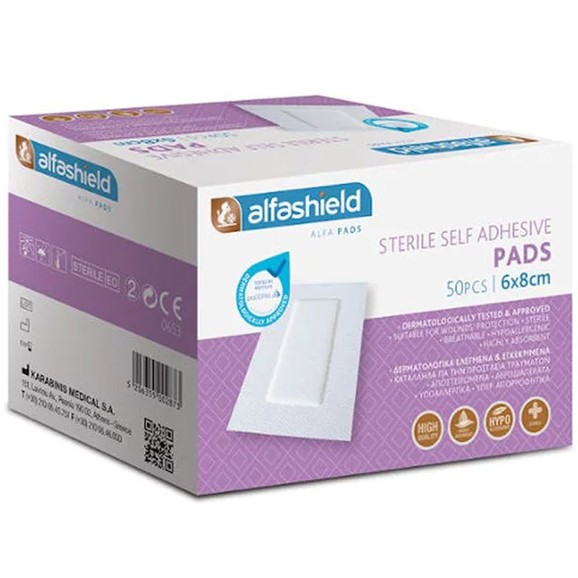 AlfaShield Sterile Self-Adhesive Pads 50 Τεμάχια - 6x8cm