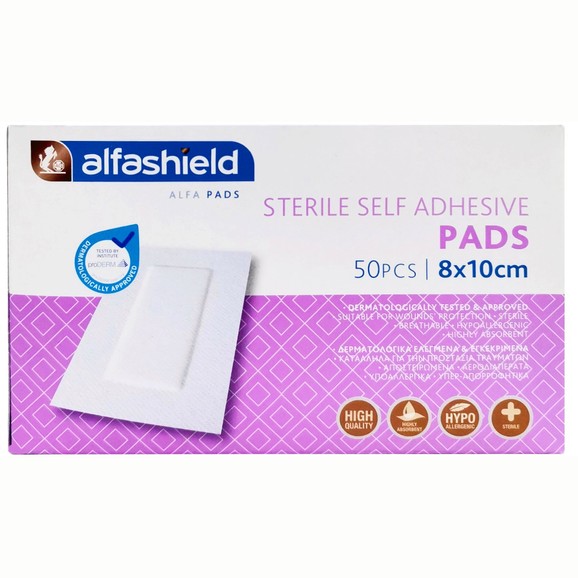 AlfaShield Sterile Self-Adhesive Pads 50 Τεμάχια - 8x10cm