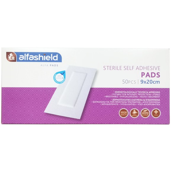 AlfaShield Sterile Self-Adhesive Pads 50 Τεμάχια - 9x20cm