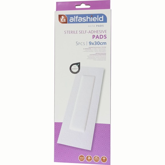 AlfaShield Sterile Self-Adhesive Pads 5 Τεμάχια - 9x30cm