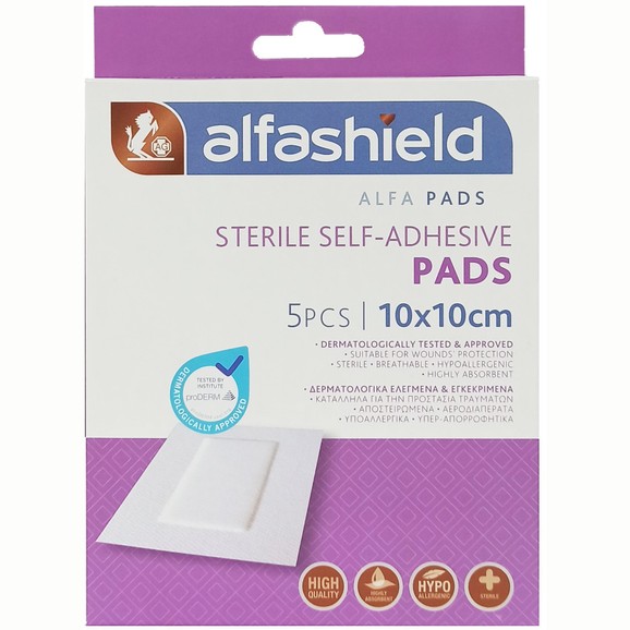 AlfaShield Sterile Self-Adhesive Pads 5 Τεμάχια - 10x10cm