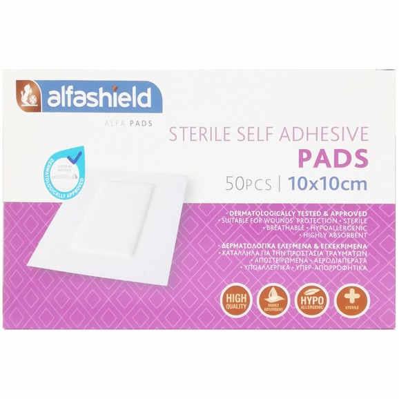 AlfaShield Sterile Self-Adhesive Pads 50 Τεμάχια - 10x10cm