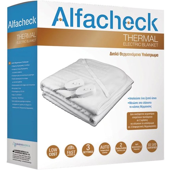 Alfacheck Thermal Electric Blanket 140x160cm, 1 Τεμάχιο