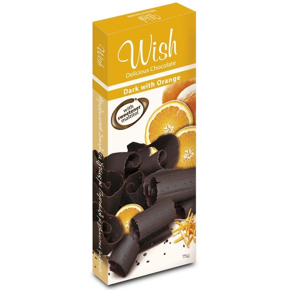 Wish Delicious Dark Chocolate with Orange 75g