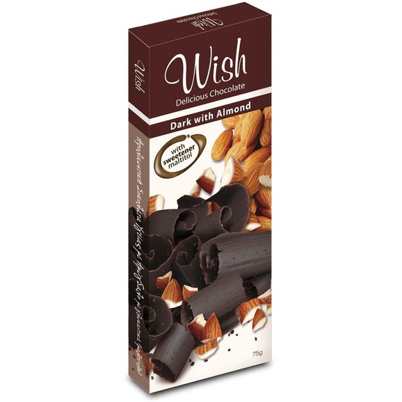 Wish Delicious Dark Chocolate with Almond 75g