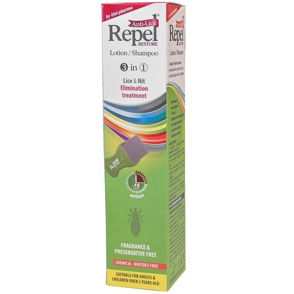 Uni-Pharma Repel Anti-lice Restore Lotion & Shampoo 200g