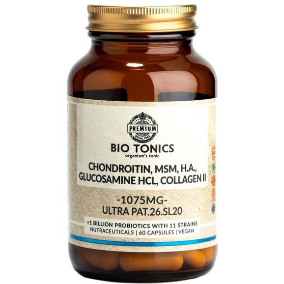 Bio Tonics Chondroitin, MSM, H.A, Glucosamine HCL & Collagen II 60veg.caps