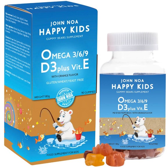 John Noa Happy Kids Omega 3/6/9 D3 Plus Vitamin E 90 Gummies