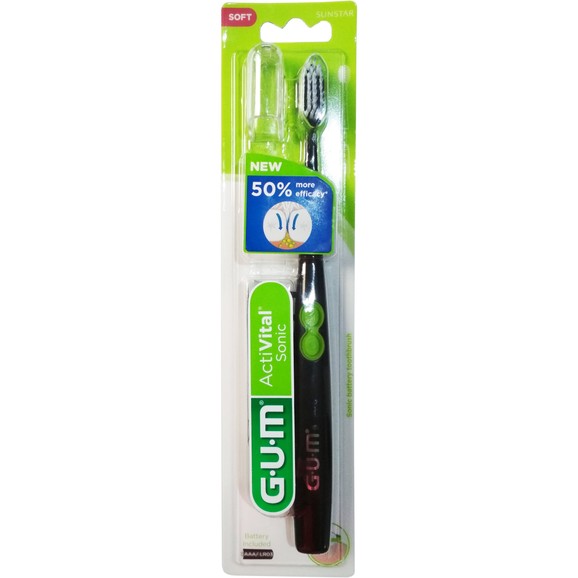 Gum Activital Sonic Soft 4100 Black Οδοντόβουρτσα Παλμικής Κίνησης για Έναν Απαλό & Βαθύ Καθαρισμό