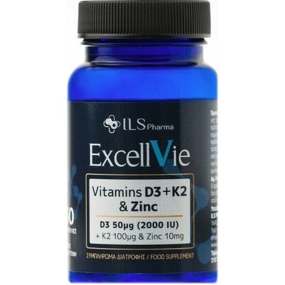Ils Pharma Excellvie Vitamin D3+Κ2 & Zinc 2000iu 30caps