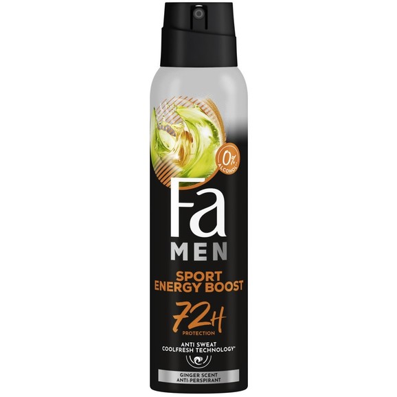 Fa Men Sport Energy Boost Anti Perspirant Spray 72h with Ginger Scent 150ml