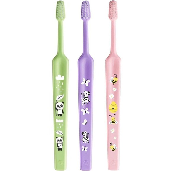 TePe Mini Extra Soft 0-6 Years Toothbrush 3 Τεμάχια - Πράσινο/ Λιλά/ Ρόζ
