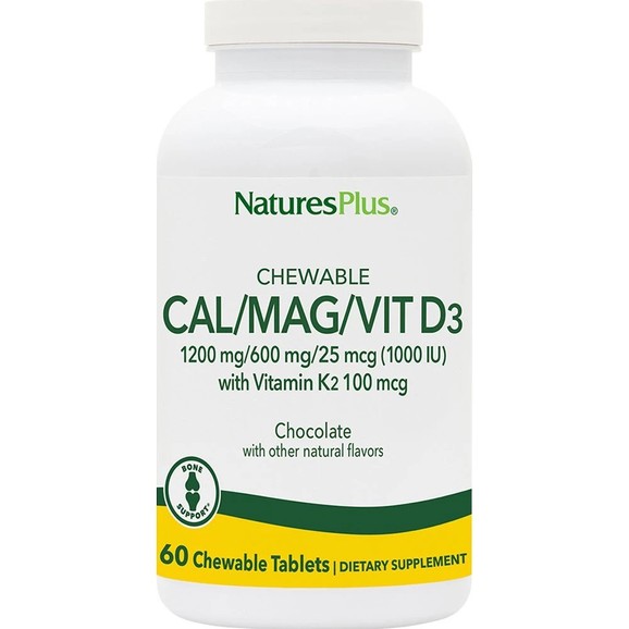 Δώρο Natures Plus Cal 1200mg / Mag 600mg / Vit D3 25μg with Vitamin K2 100μg 60 Chew.tabs - Chocolate