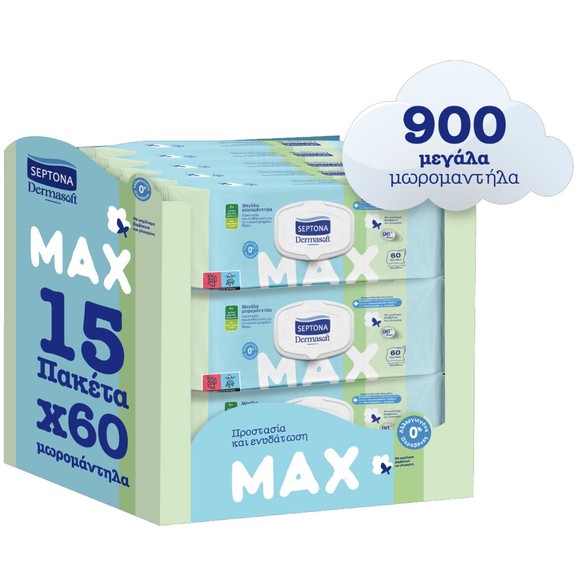 Septona Dermasoft Max Wipes Monthly Pack 900 Τεμάχια Septona Dermasoft Max Wipes Monthly Pack 900 Τεμάχια