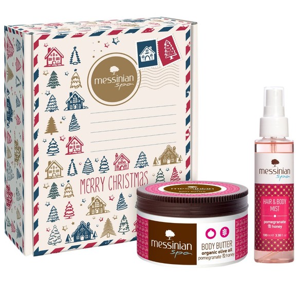 Messinian Spa Promo Christmas Box Pomegranate Honey Hair & Body Mist 100ml & Body Butter 250ml