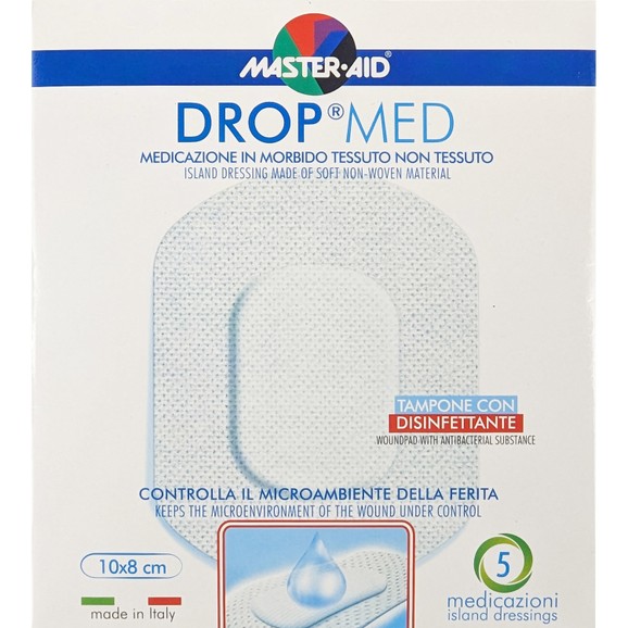 Master Aid Drop Med Woundpad with Antibacterial Substance 10x8cm 5 Τεμάχια