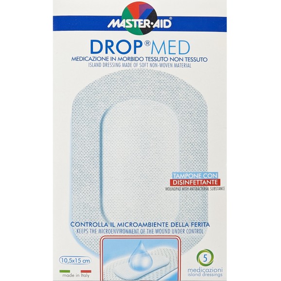 Master Aid Drop Med Woundpad with Antibacterial Substance 10.5x15cm 5 Τεμάχια