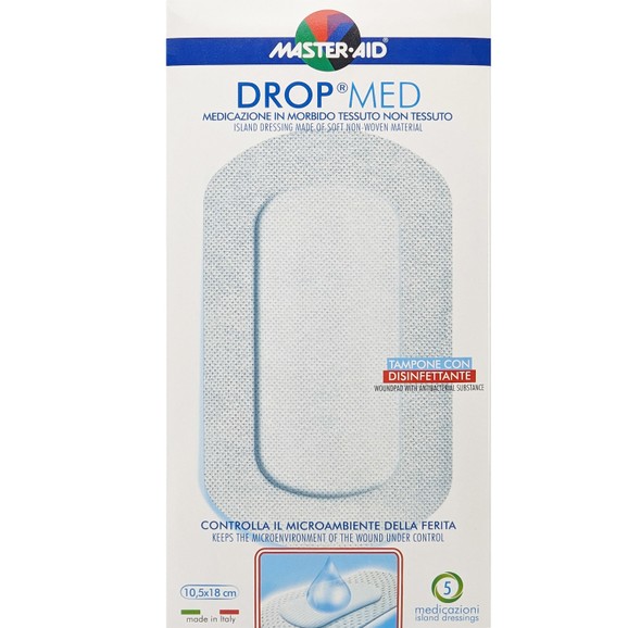 Master Aid Drop Med Woundpad with Antibacterial Substance 10.5x18cm 5 Τεμάχια