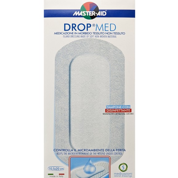 Master Aid Drop Med Woundpad with Antibacterial Substance 10.5x20cm 5 Τεμάχια