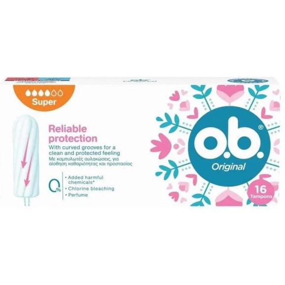 O.b. Original Super Ταμπόν για Ημέρες με Μέτρια Έως Μεγάλη Ροή 16 Τεμάχια