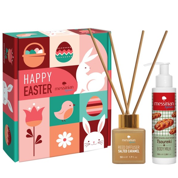 Messinian Spa Promo Spread The Scent Reed Diffuser Salted Caramel 50ml & Tsoureki Body Milk 100ml