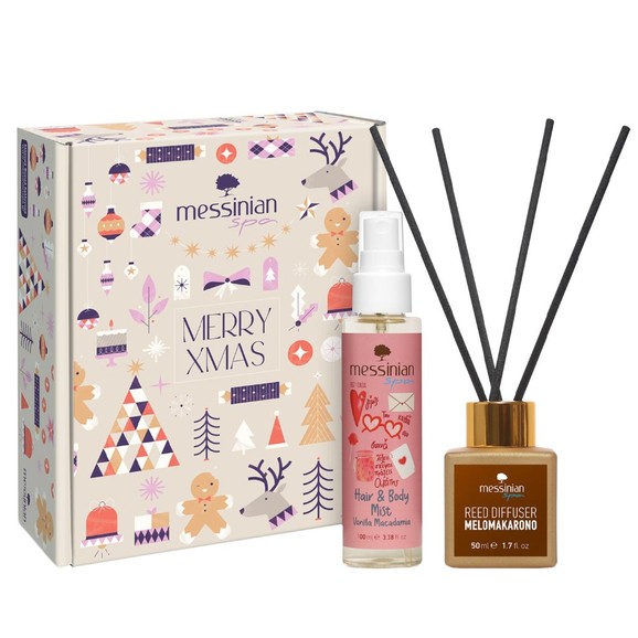 Messinian Spa Promo Christmas Box Spread The Scent Melomakarono Reed Diffuser 50ml & Vanilla Macadamia Hair & Body Mist 100ml