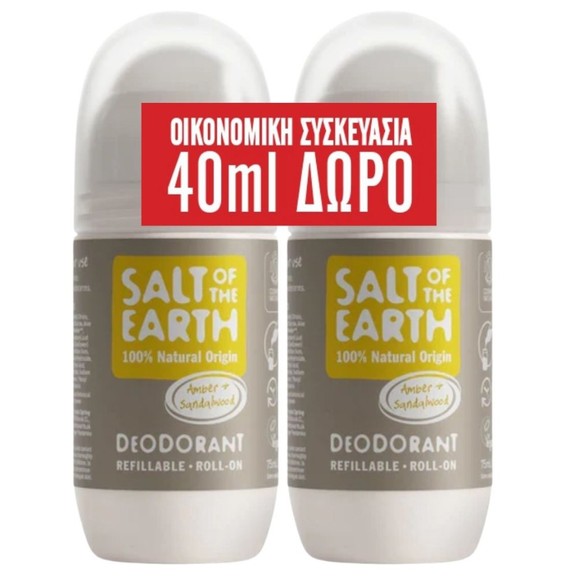 Salt of the Earth Promo Amber & Sandalwood Roll-On Deodorant 150ml (2x75ml)