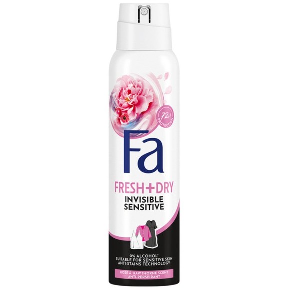 Fa Fresh & Dry Invisible Sensitive Rose & Hawthorne 72h Anti-Perspirant Spray 150ml