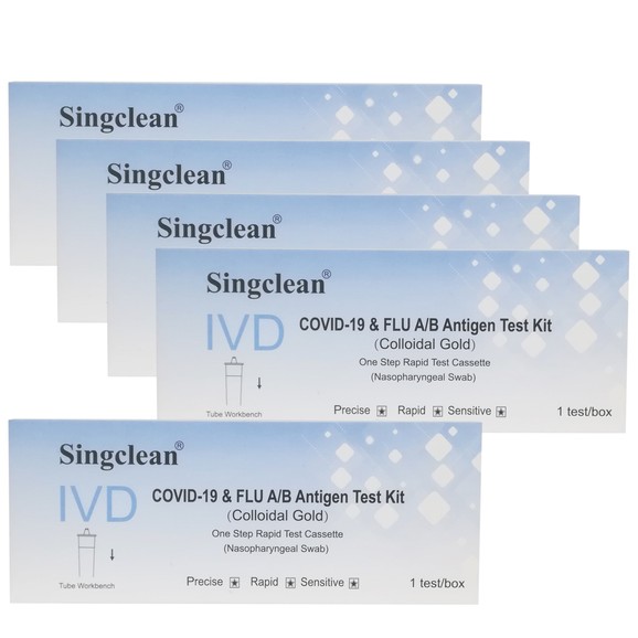 Singclean Πακέτο Προσφοράς IVD Covid-19 & Flu A / B Antigen Kit Rapid Self Test Cassette 5 Τεμάχια