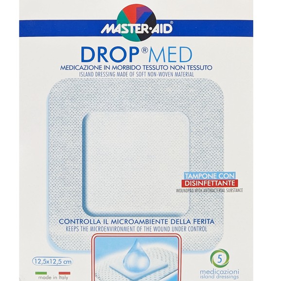 Master Aid Drop Med Woundpad with Antibacterial Substance 12.5x12.5cm 5 Τεμάχια