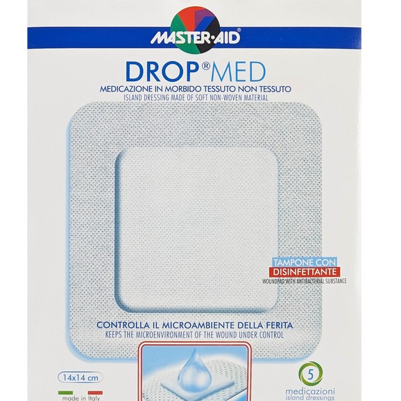 Master Aid Drop Med Woundpad with Antibacterial Substance 14x14cm 5 Τεμάχια