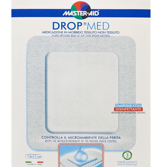 Master Aid Drop Med Woundpad with Antibacterial Substance 15x17cm 3 Τεμάχια