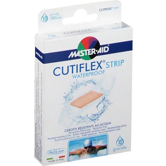 Master Aid Cutiflex Med Waterproof Strips 78x26mm Large 10 Τεμάχια