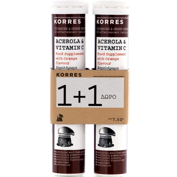 Korres Acerola & Vitamin C 1+1 Δώρο 2χ20eff.tabs