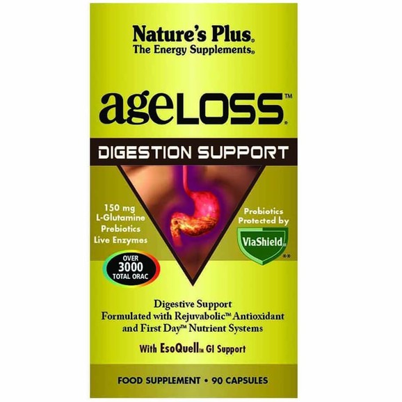 Natures Plus Ageloss Digestion Support Συμπλήρωμα Διατροφής για την Υποστήριξη του Πεπτικού Συστήματος 90caps