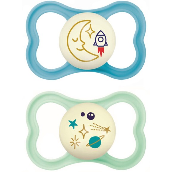 Mam Air Night Silicone Soother 16m+ Κωδ 277SBc, 2 Τεμάχια - Μπλέ / Γαλάζιο