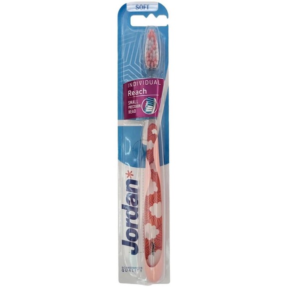 Jordan Individual Reach Small Precision Head Soft Toothbrush 1 Τεμάχιο - Πορτοκαλί / Λευκό
