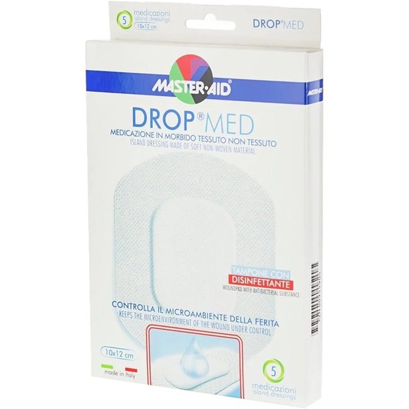 Master Aid Drop Med Woundpad with Antibacterial Substance 10x12cm 5 Τεμάχια