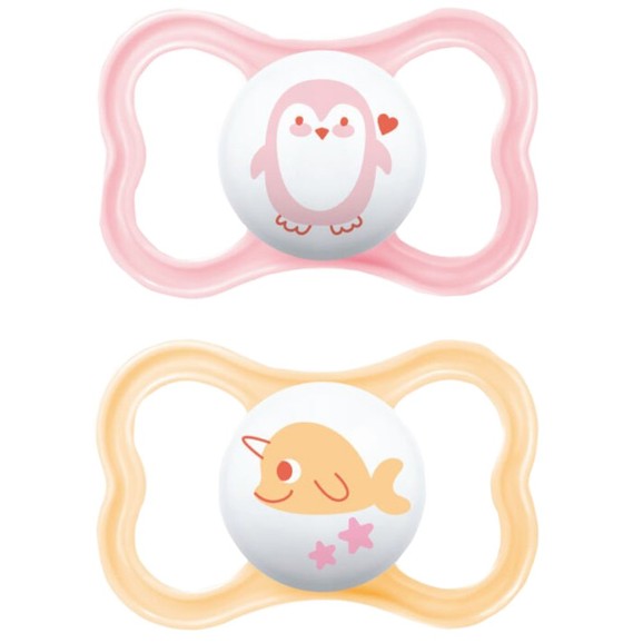 Mam Air Silicone Soother 16m+ 2 Τεμάχια, Κωδ 275SGc - Ροζ / Ανοιχτό Μπέζ