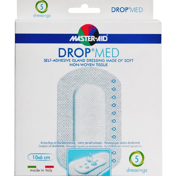 Master Aid Drop Med Woundpad with Antibacterial Substance 10x6cm 5 Τεμάχια